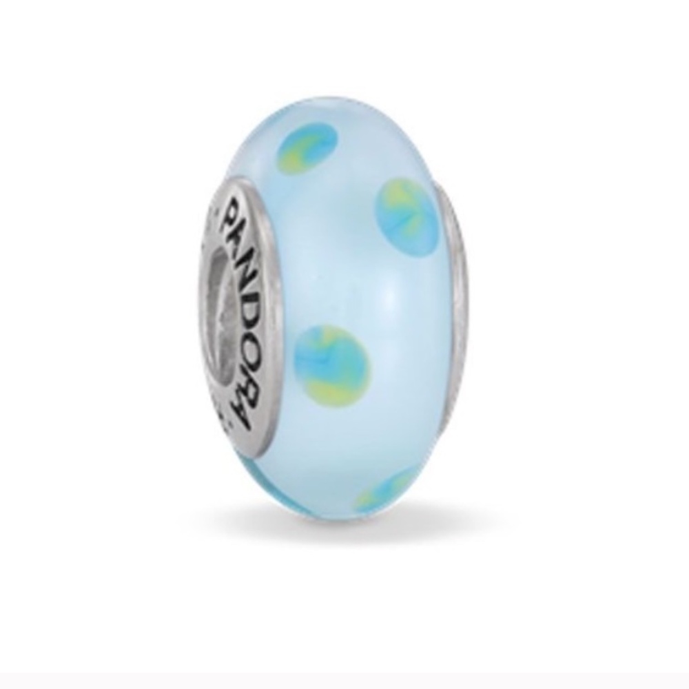 Pandora- Teal Polka Dots Murano Glass Bead